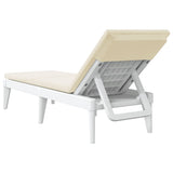 Sun Lounger with Cushion White 186x60x29 cm PP