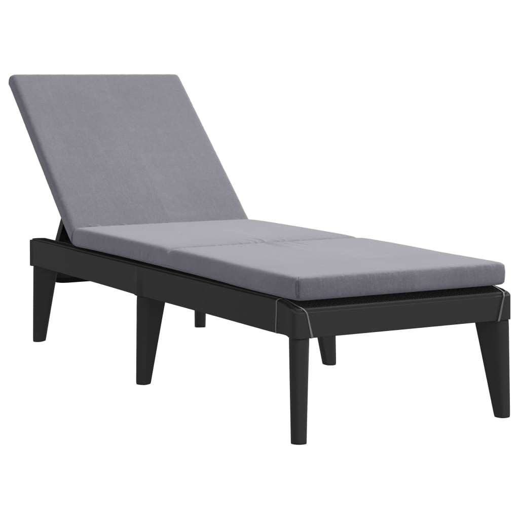 Sun Lounger with Cushion Anthracite 186x60x29 cm PP