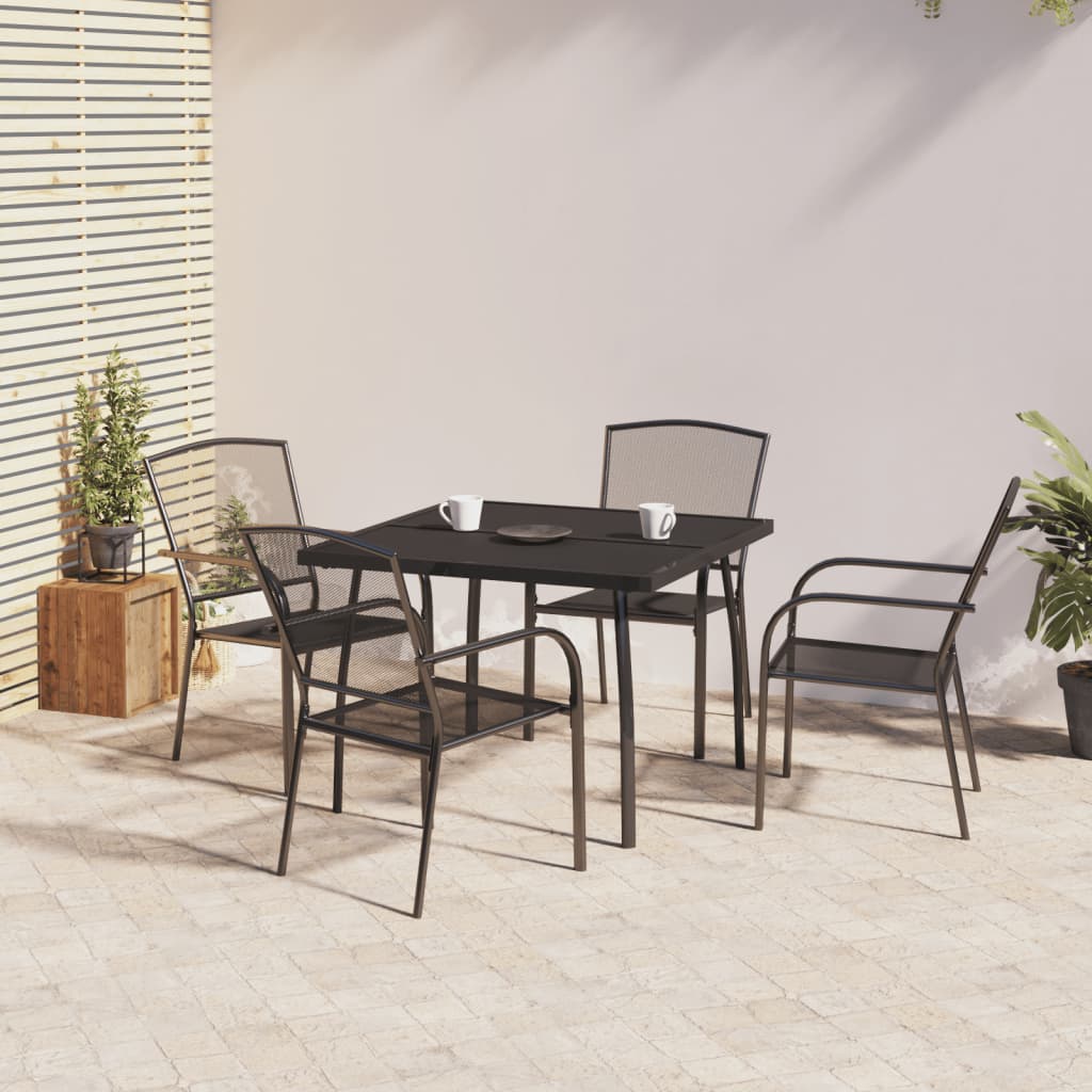 5 Piece Garden Dining Set Anthracite Steel