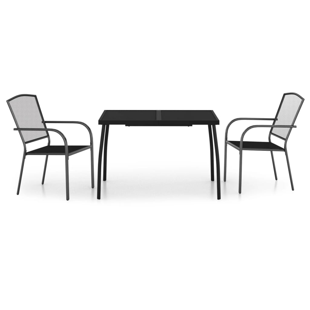 3 Piece Garden Dining Set Anthracite Steel