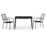 3 Piece Garden Dining Set Anthracite Steel