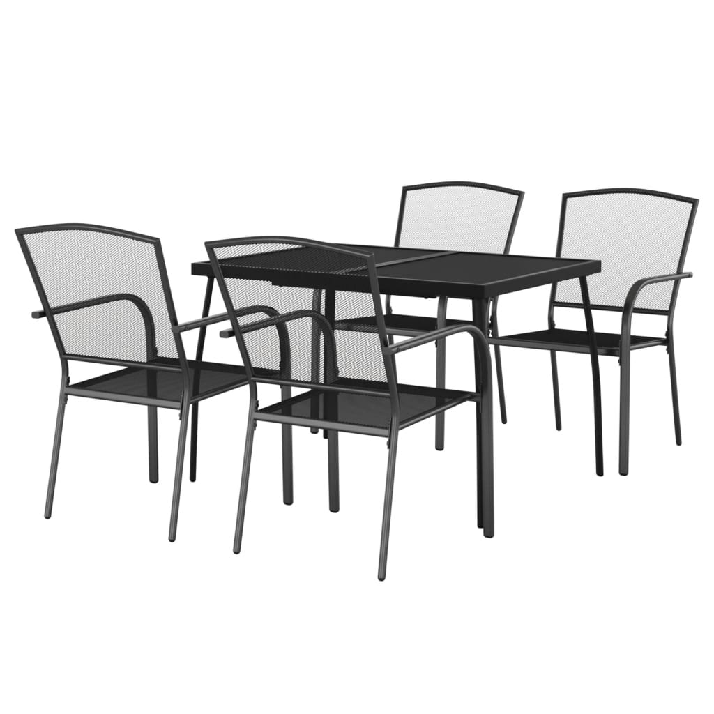 5 Piece Garden Dining Set Anthracite Steel