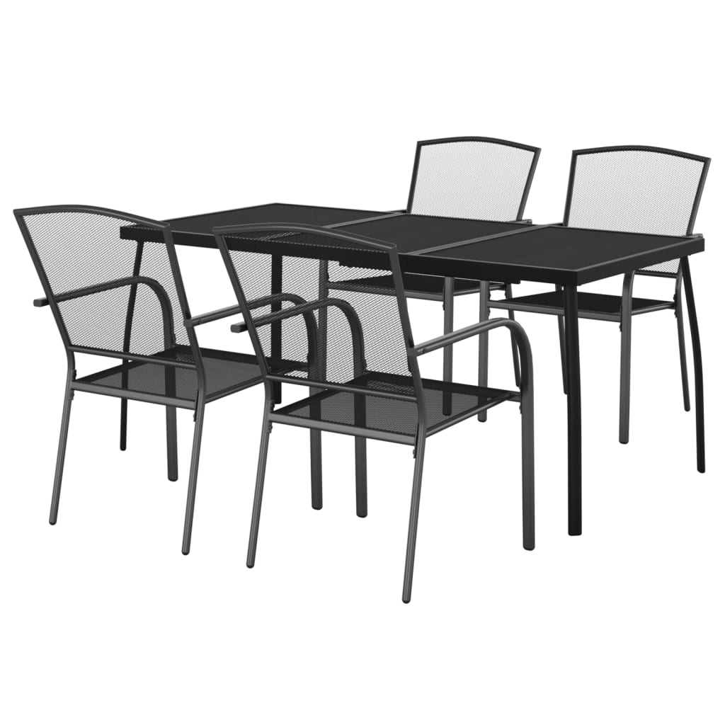 5 Piece Garden Dining Set Anthracite Steel