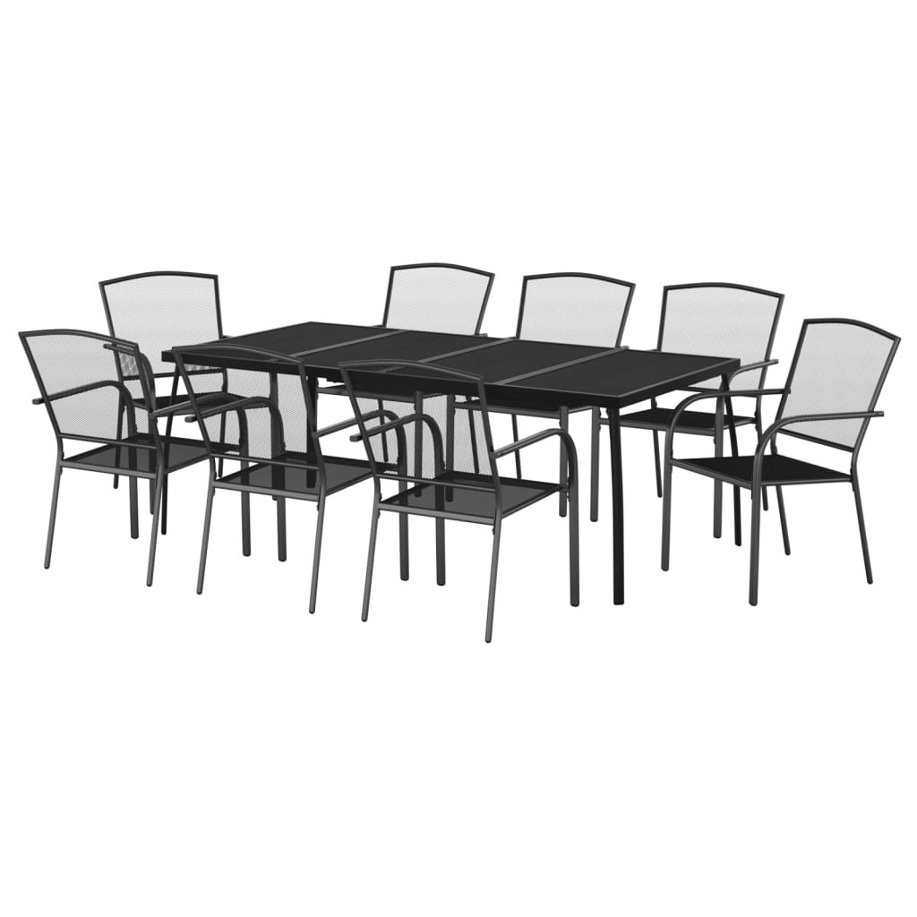 9 Piece Garden Dining Set Anthracite Steel