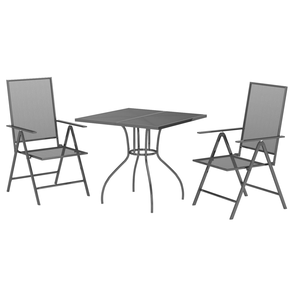 3 Piece Garden Dining Set Anthracite Steel