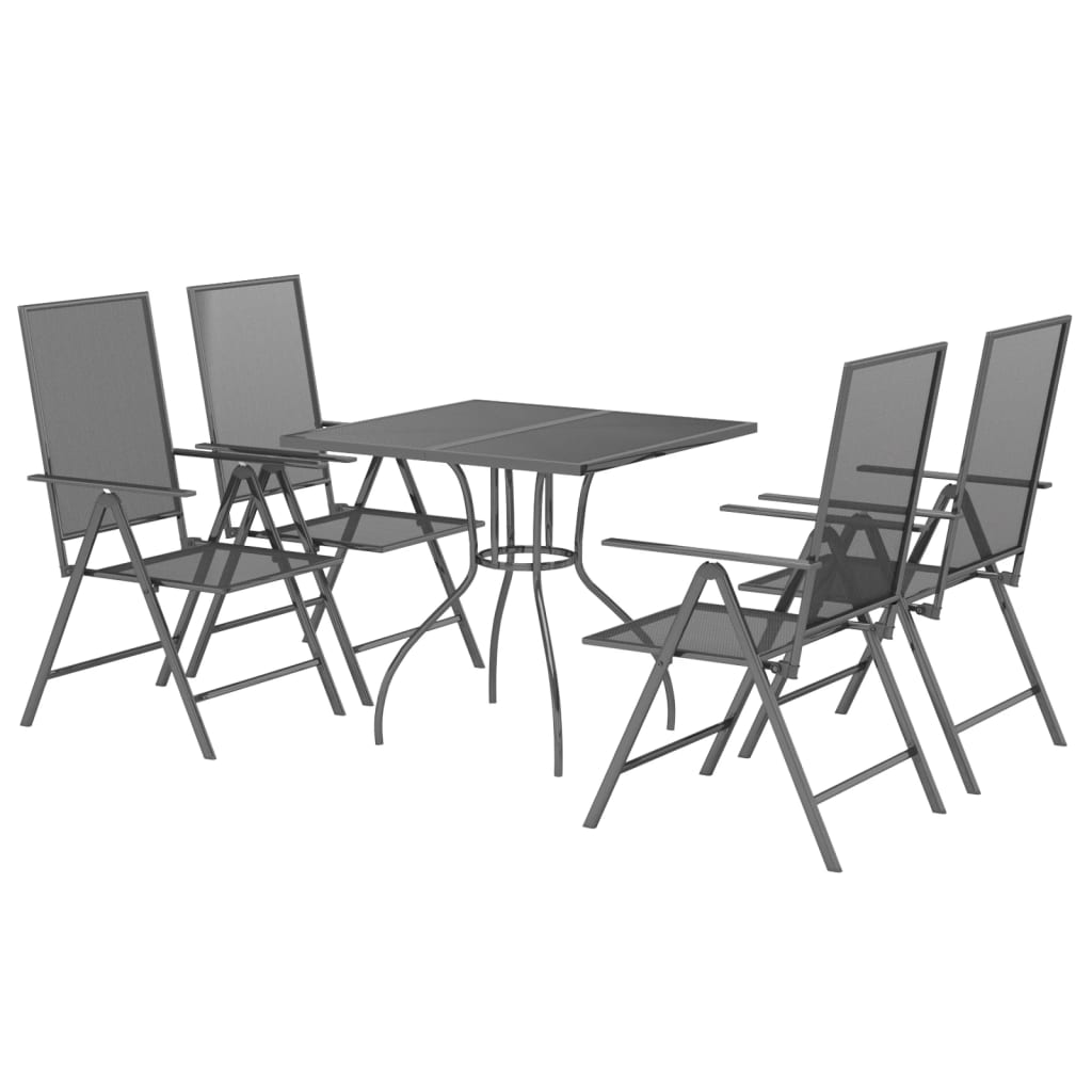 5 Piece Garden Dining Set Anthracite Steel