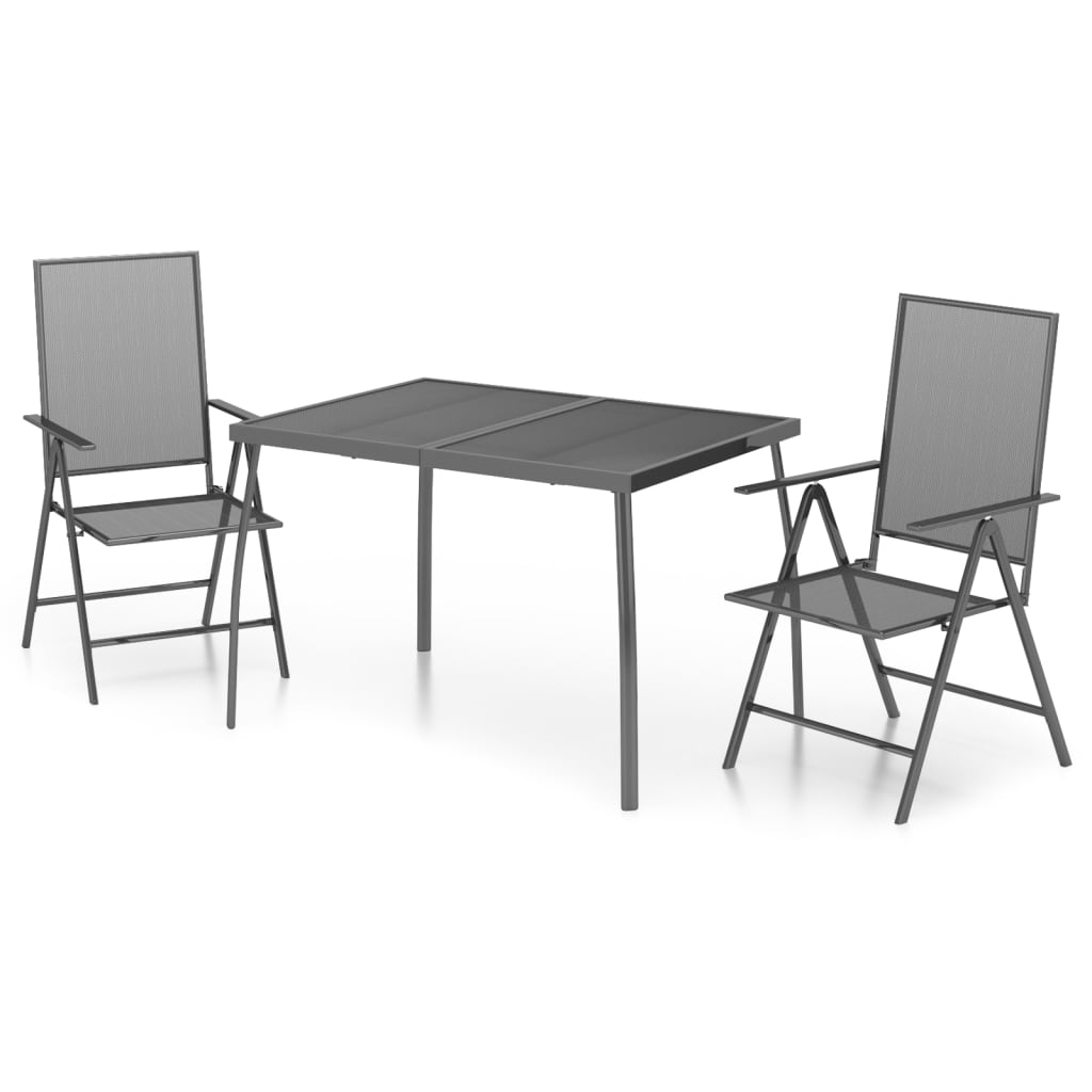 3 Piece Garden Dining Set Anthracite Steel