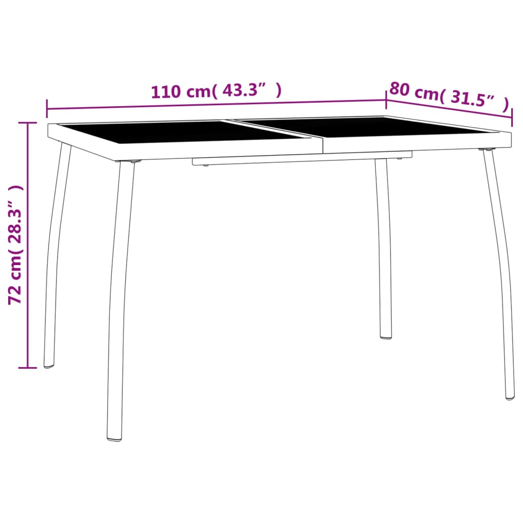 3 Piece Garden Dining Set Anthracite Steel