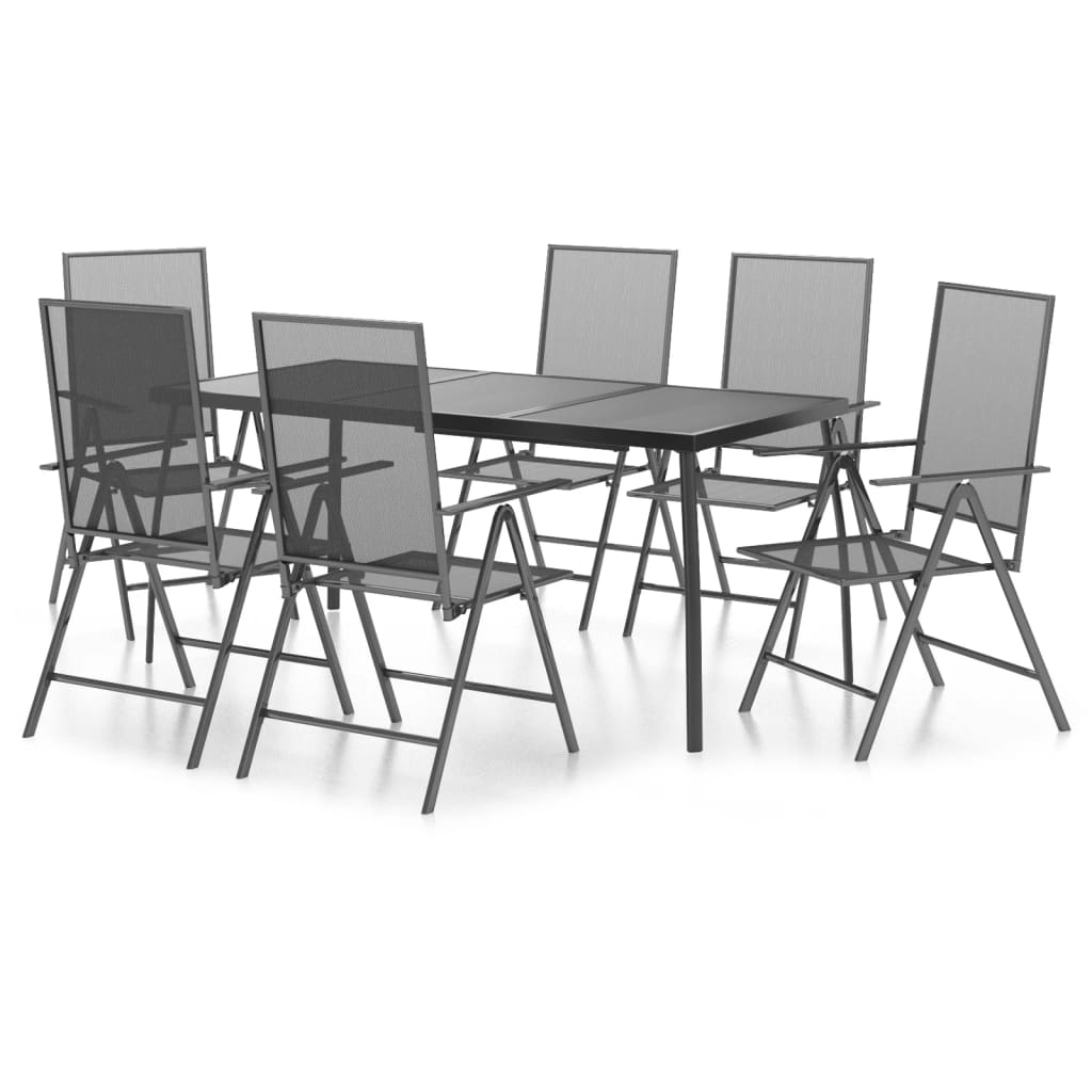 7 Piece Garden Dining Set Anthracite Steel