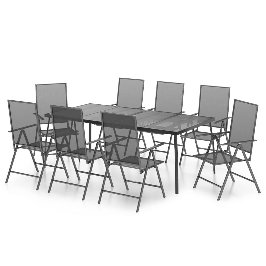 9 Piece Garden Dining Set Anthracite Steel