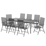 9 Piece Garden Dining Set Anthracite Steel