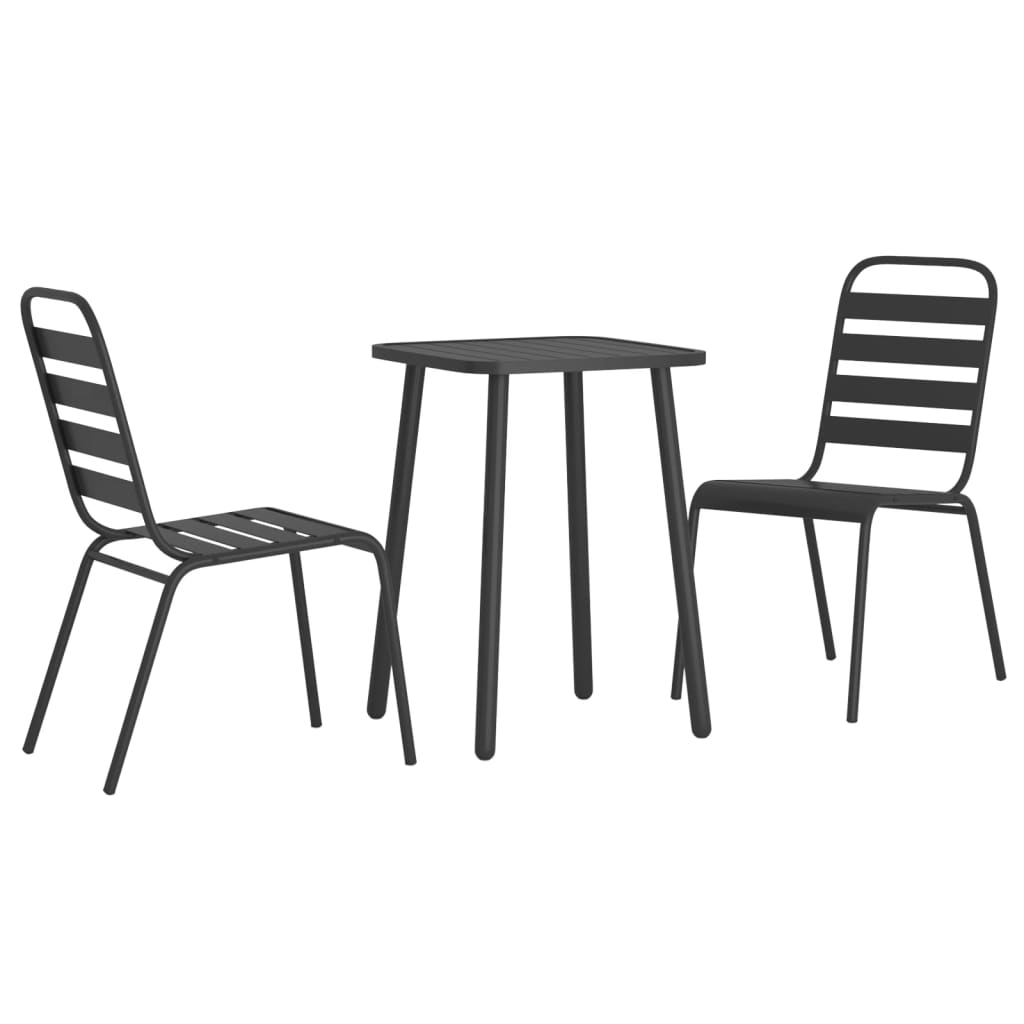 3 Piece Garden Dining Set Anthracite Steel