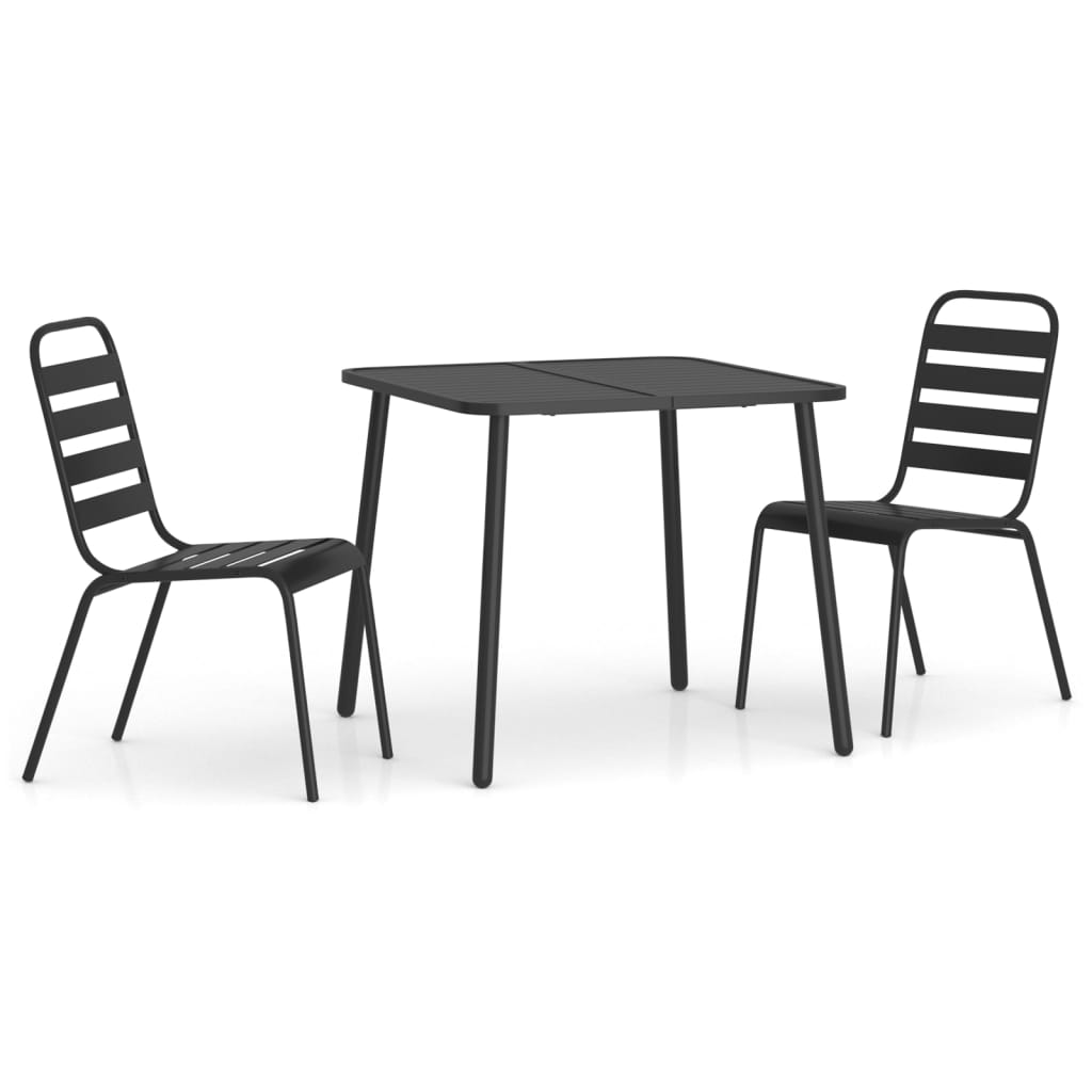 3 Piece Garden Dining Set Anthracite Steel