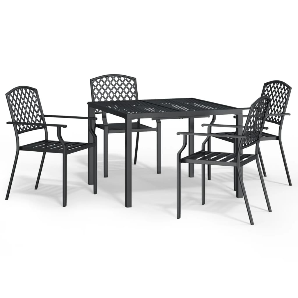 5 Piece Garden Dining Set Anthracite Steel