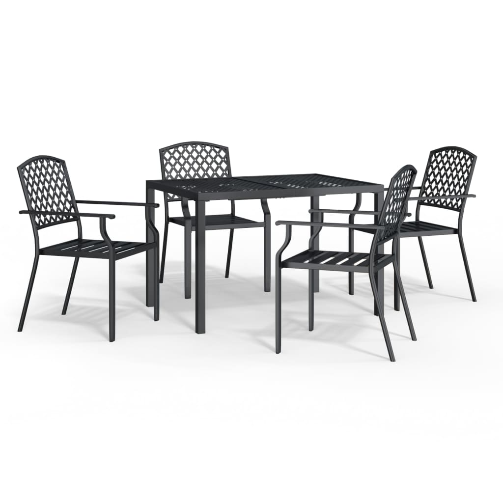 5 Piece Garden Dining Set Anthracite Steel