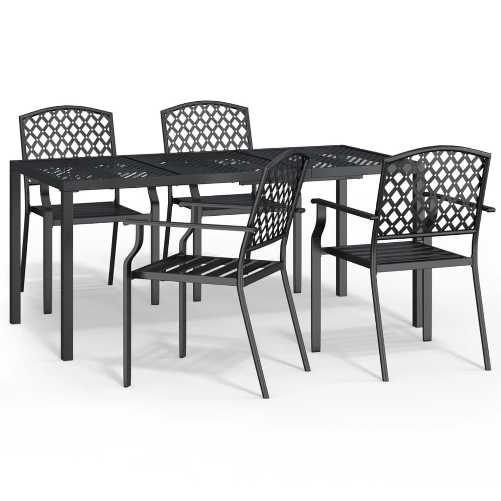 5 Piece Garden Dining Set Anthracite Steel