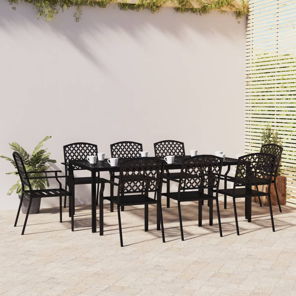 9 Piece Garden Dining Set Anthracite Steel