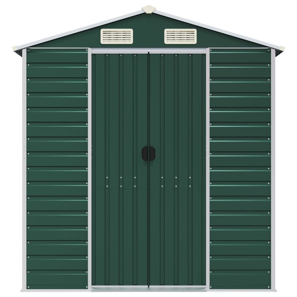 vidaXL Garden Shed Green 191x385x198 cm Galvanised Steel
