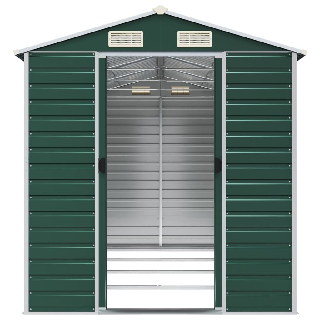 vidaXL Garden Shed Green 191x385x198 cm Galvanised Steel