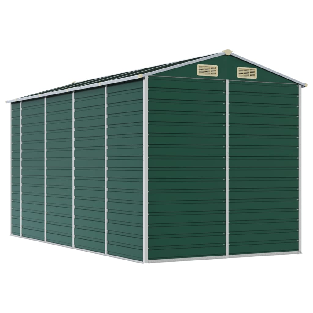 vidaXL Garden Shed Green 191x385x198 cm Galvanised Steel