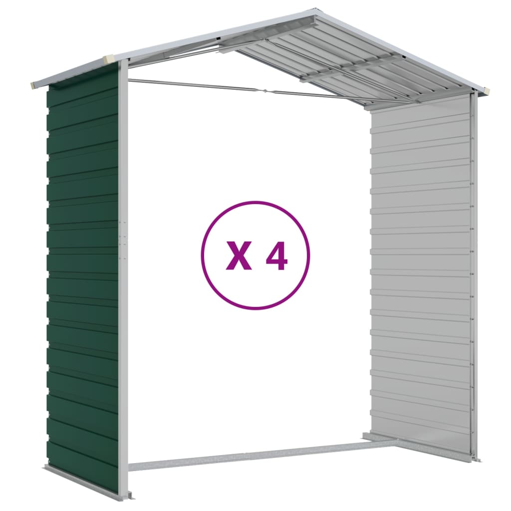 vidaXL Garden Shed Green 191x385x198 cm Galvanised Steel
