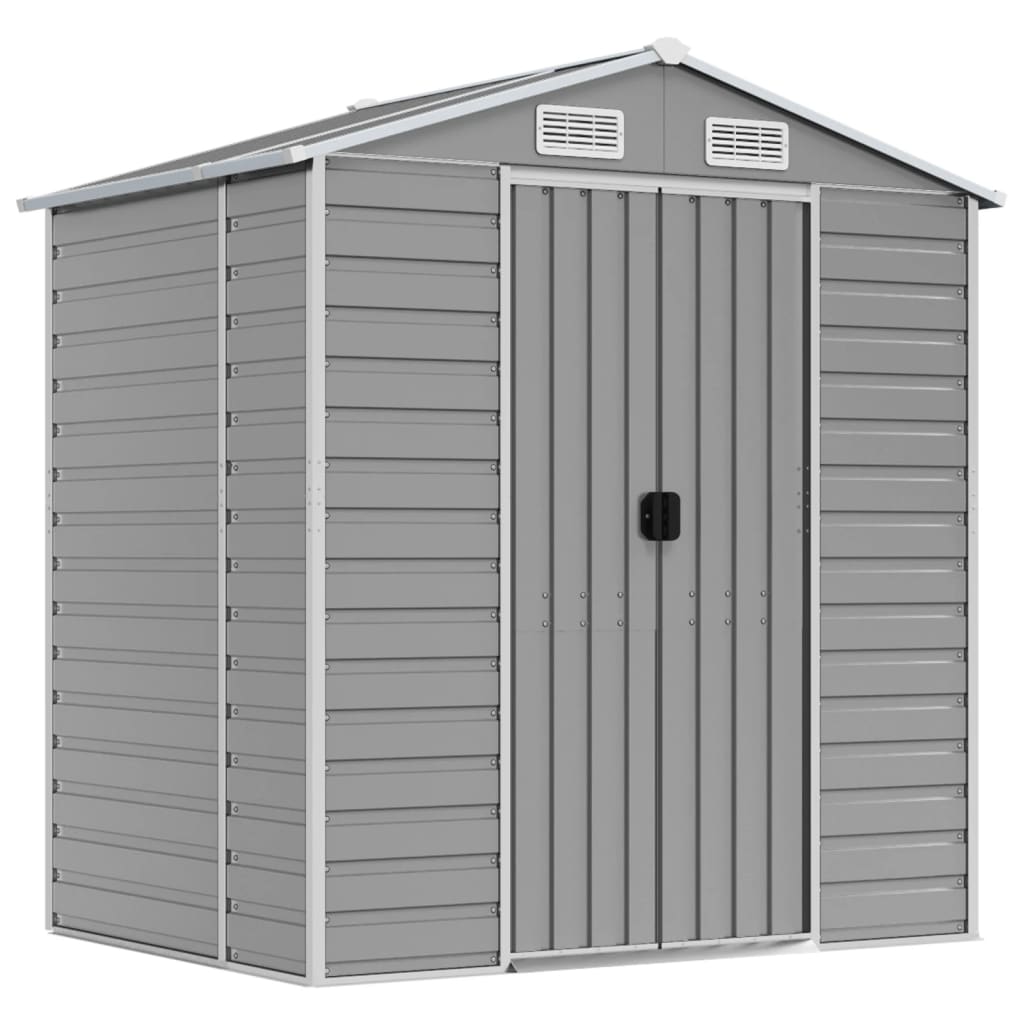 Garden Shed Light Grey 191x130x198 cm Galvanised Steel