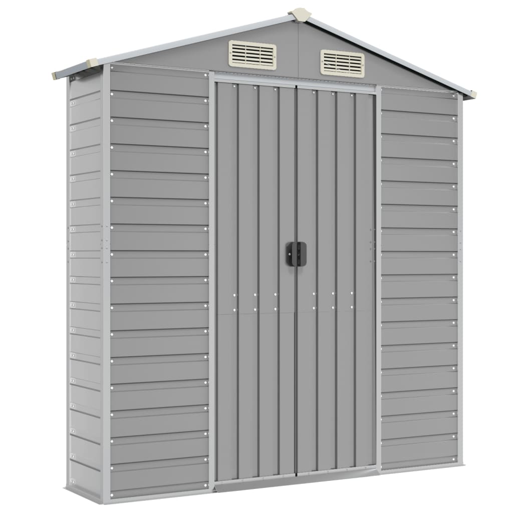 Garden Shed Light Grey 191x130x198 cm Galvanised Steel