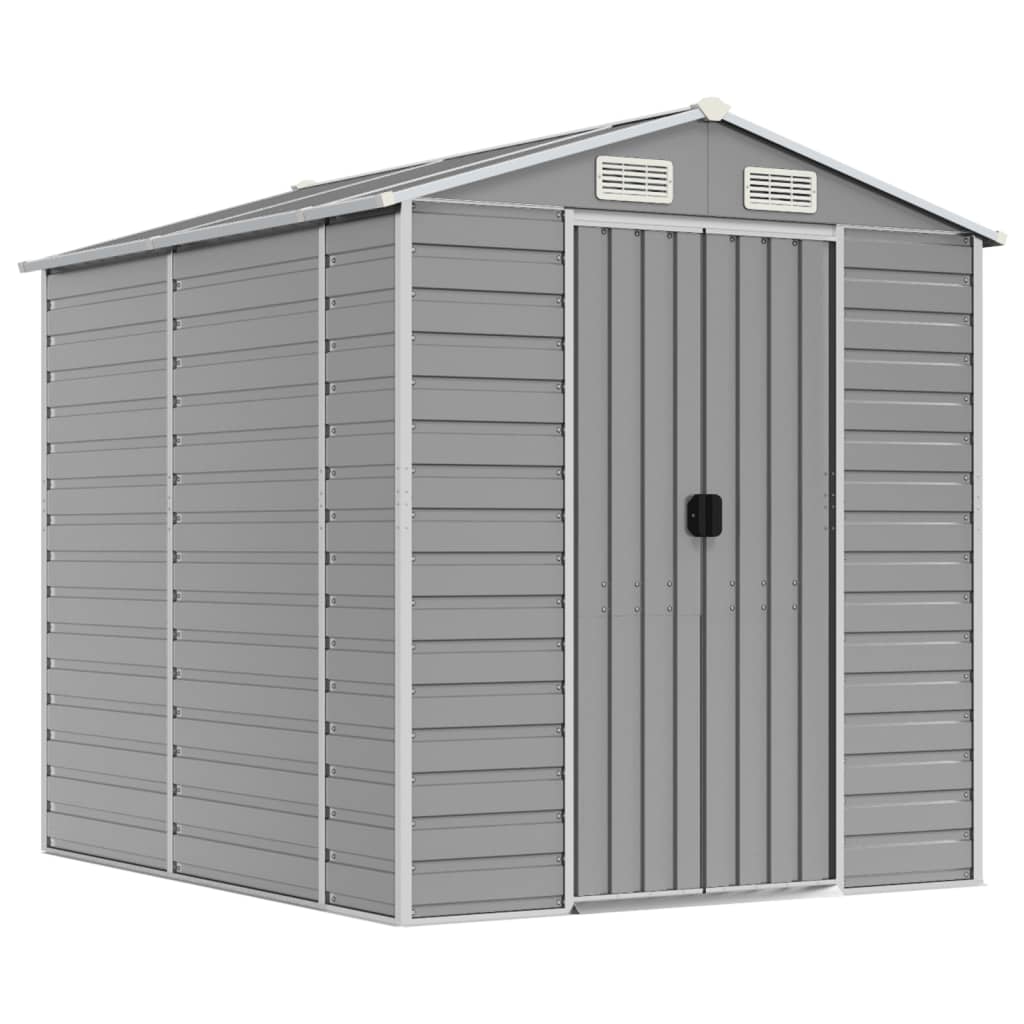 vidaXL Garden Shed Light Grey 191x215x198 cm Galvanised Steel