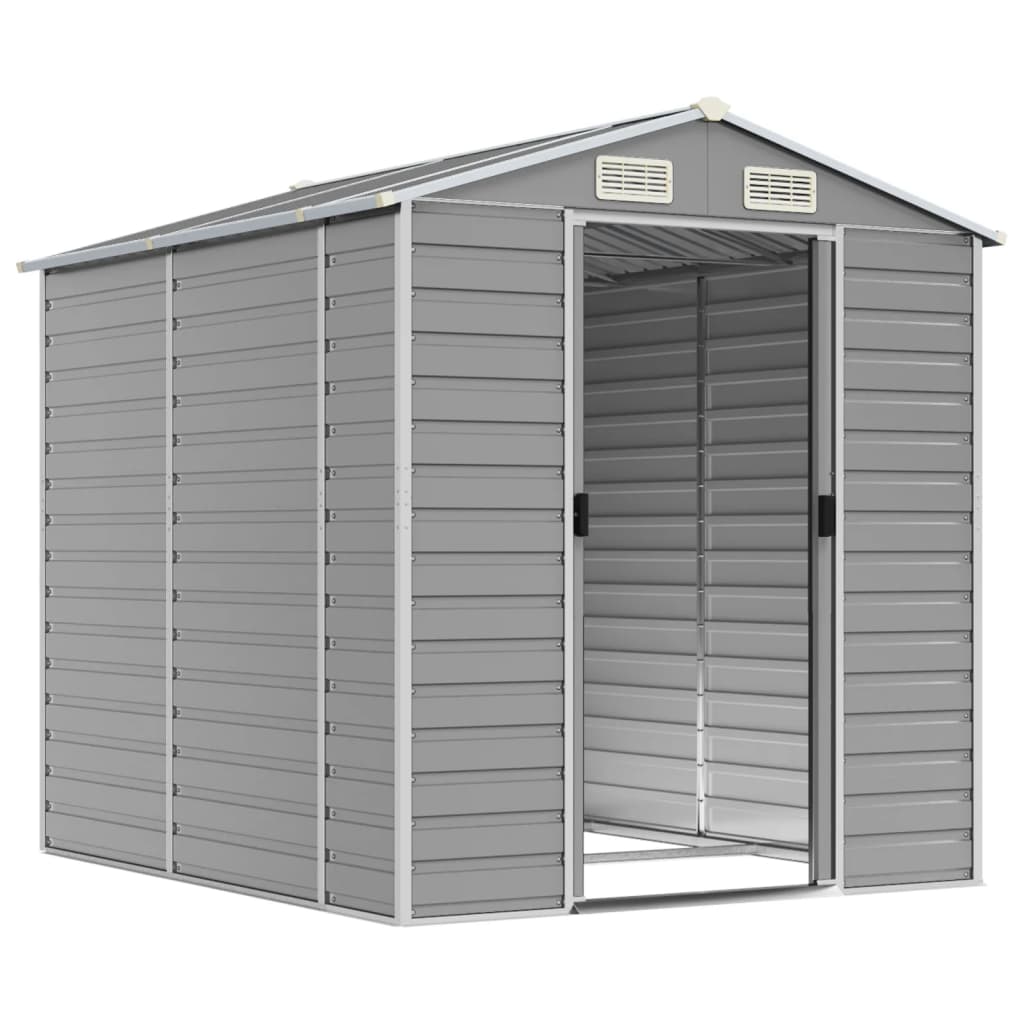 vidaXL Garden Shed Light Grey 191x215x198 cm Galvanised Steel