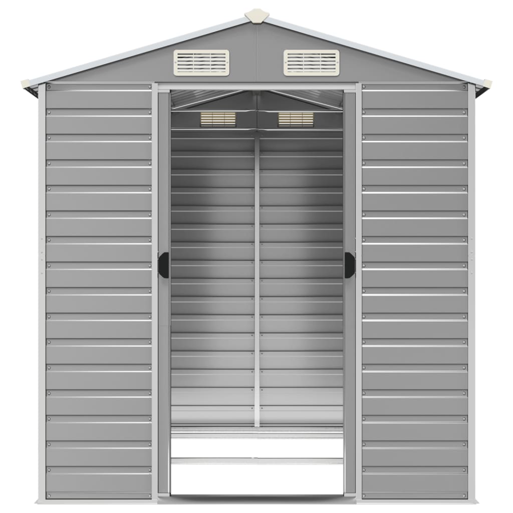 vidaXL Garden Shed Light Grey 191x215x198 cm Galvanised Steel