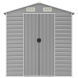 Garden Shed Light Grey 191x385x198 cm Galvanised Steel