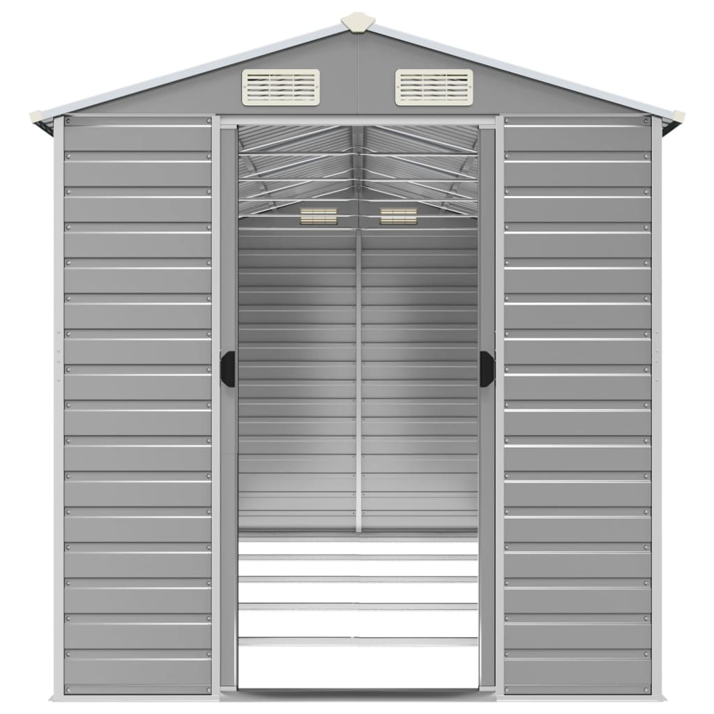 Garden Shed Light Grey 191x470x198 cm Galvanised Steel