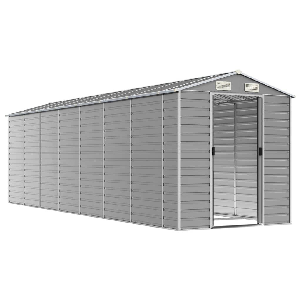 Garden Shed Light Grey 191x640x198 cm Galvanised Steel