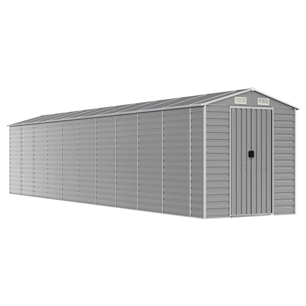 vidaXL Garden Shed Light Grey 191x895x198 cm Galvanised Steel