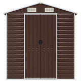 vidaXL Garden Shed Brown 191x130x198 cm Galvanised Steel