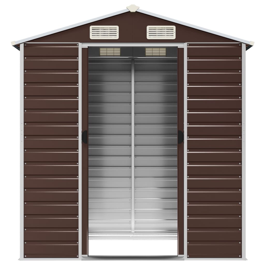 vidaXL Garden Shed Brown 191x130x198 cm Galvanised Steel