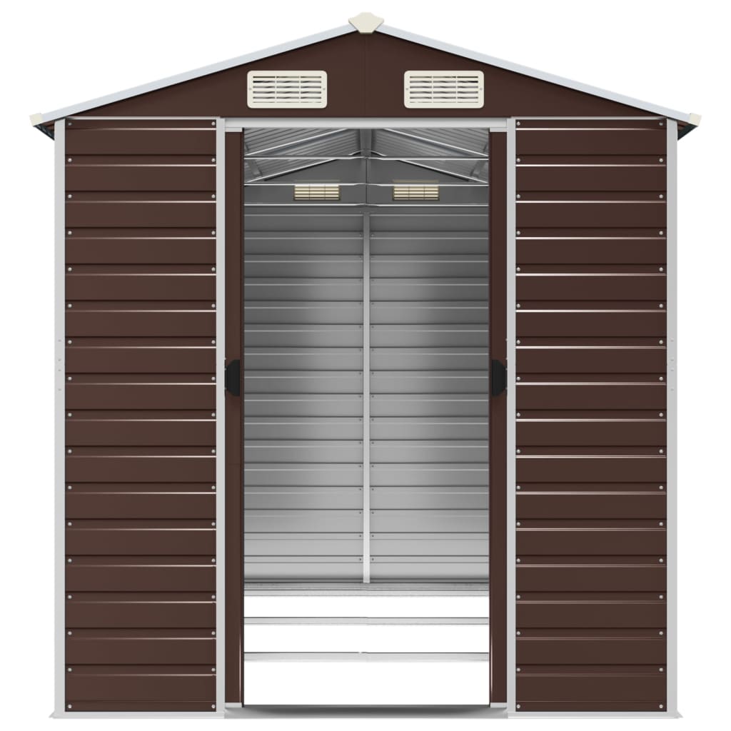 vidaXL Garden Shed Brown 191x300x198 cm Galvanised Steel