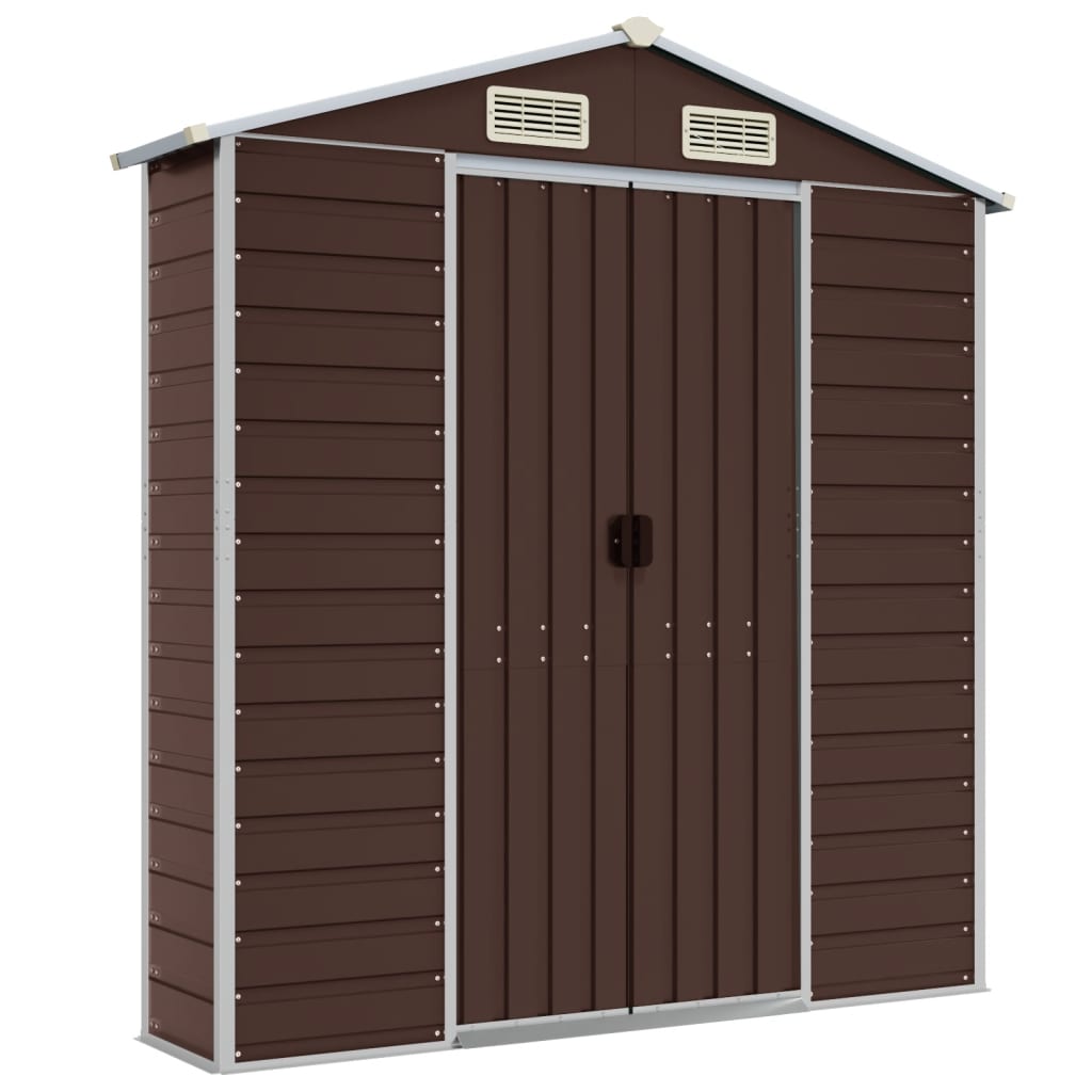 vidaXL Garden Shed Brown 191x810x198 cm Galvanised Steel