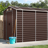 vidaXL Garden Shed Brown 191x895x198 cm Galvanised Steel
