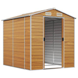 vidaXL Garden Shed Light Brown 191x215x198 cm Galvanised Steel