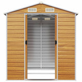 vidaXL Garden Shed Light Brown 191x215x198 cm Galvanised Steel