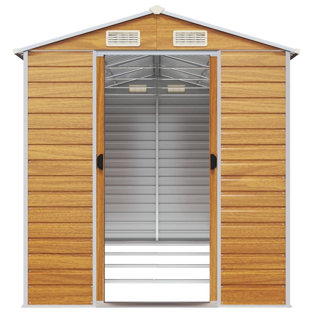 vidaXL Garden Shed Light Brown 191x385x198 cm Galvanised Steel