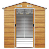 vidaXL Garden Shed Light Brown 191x385x198 cm Galvanised Steel