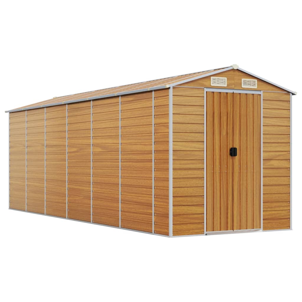 vidaXL Garden Shed Light Brown 191x555x198 cm Galvanised Steel