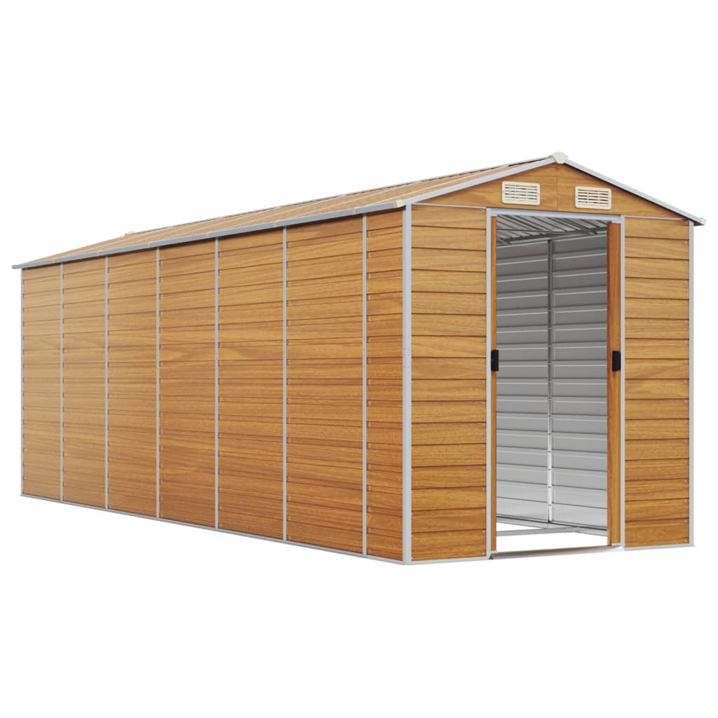 vidaXL Garden Shed Light Brown 191x555x198 cm Galvanised Steel