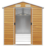 vidaXL Garden Shed Light Brown 191x555x198 cm Galvanised Steel