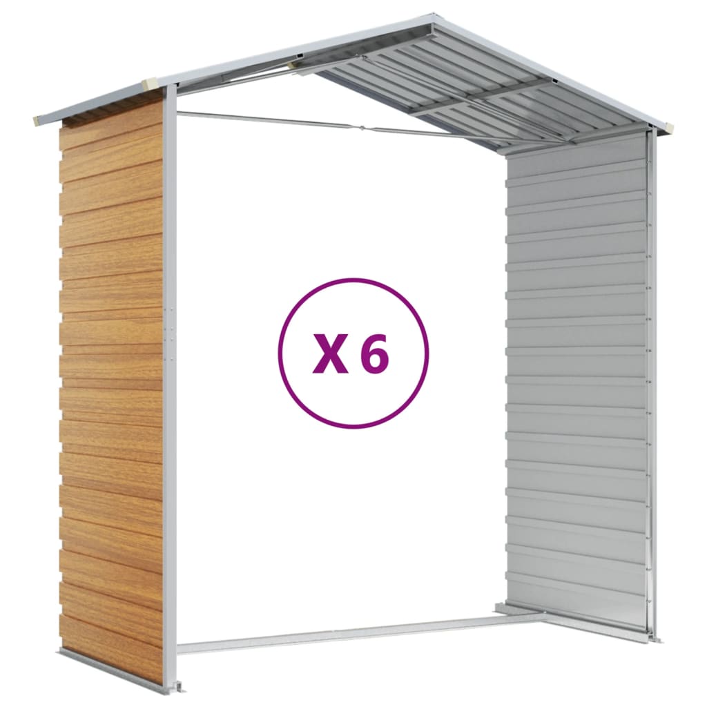 vidaXL Garden Shed Light Brown 191x555x198 cm Galvanised Steel
