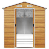 vidaXL Garden Shed Light Brown 191x725x198 cm Galvanised Steel