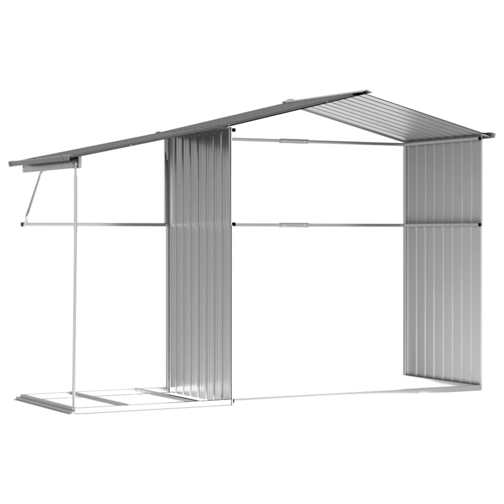 vidaXL Garden Shed Grey 277x192.5x179 cm Galvanised Steel
