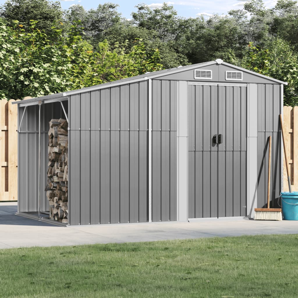 Garden Shed Grey 277x192.5x179 cm Galvanised Steel